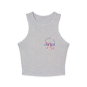 Juliet Floral Racer Tank - Women's Micro Rib Crop Tank Top