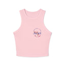 Juliet Floral Racer Tank - Women's Micro Rib Crop Tank Top